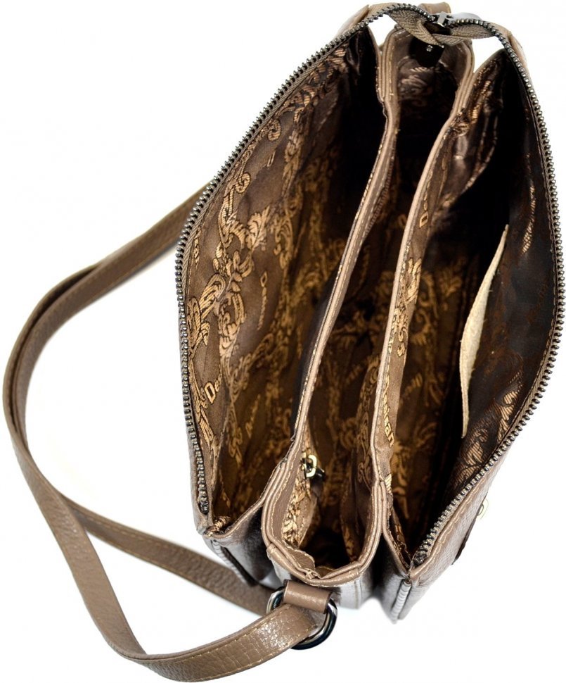 Бежева сумка з фактурної шкіри з сріблястою фурнітурою Desisan (3014-283)