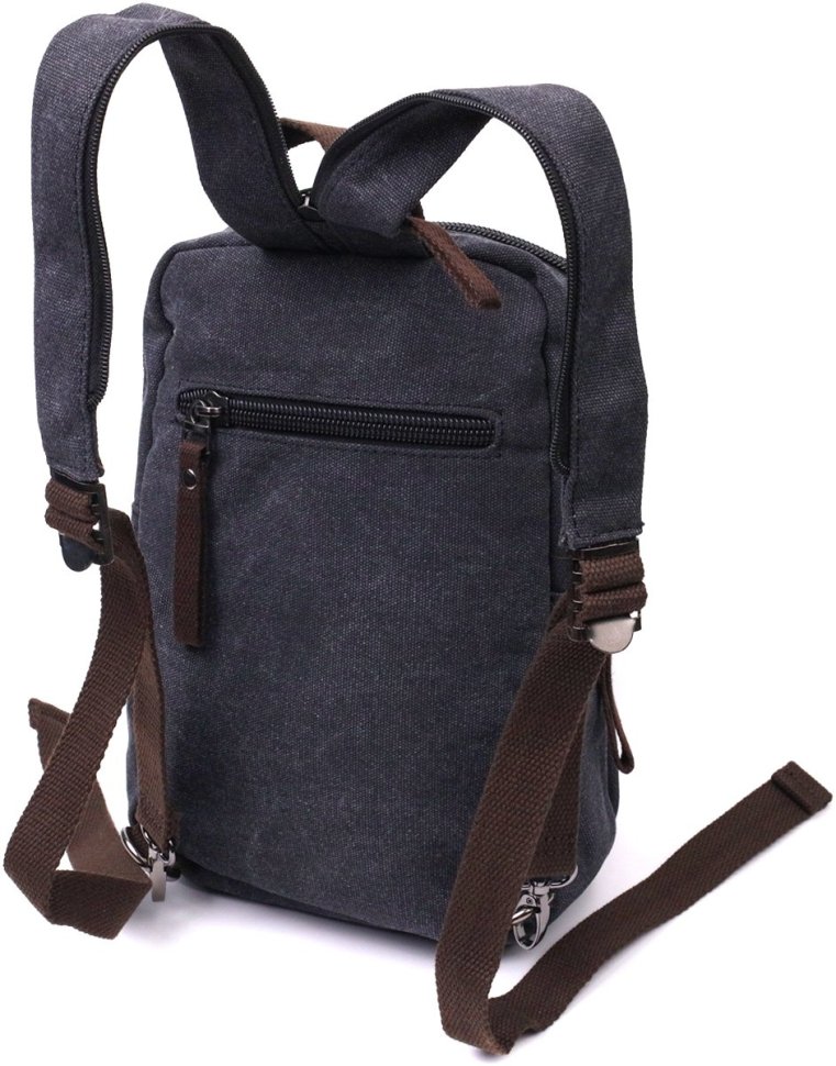 Текстильний чоловічий рюкзак-слінг чорного кольору Vintage 2422182