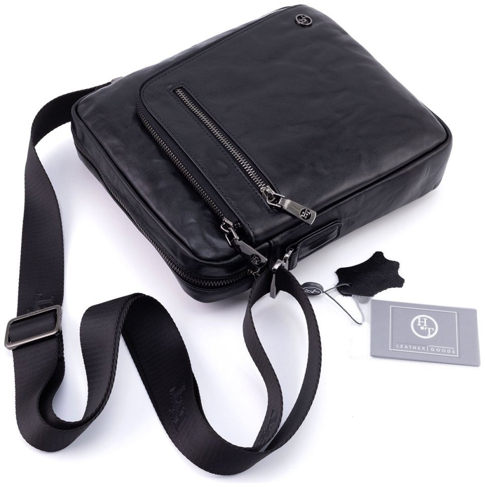 Стильная мужская сумка из натуральной кожи жатка H.T Premium Leather 108579 modnotak фото №9
