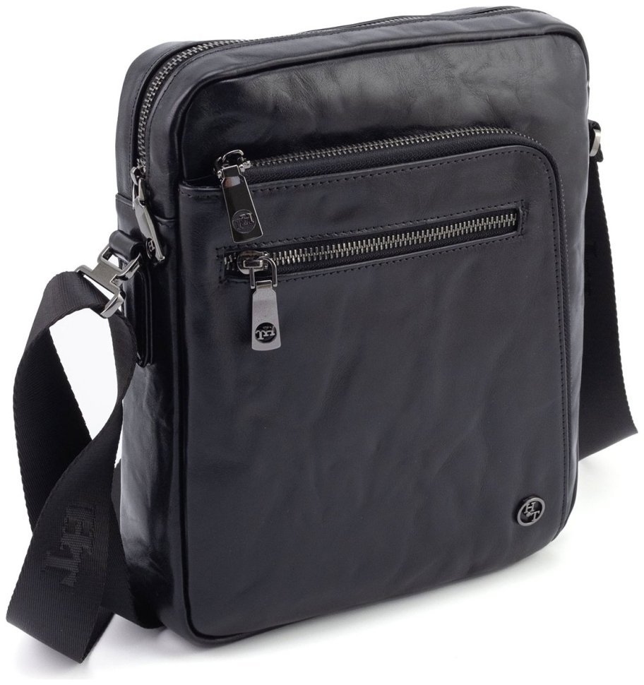 Стильная мужская сумка из натуральной кожи жатка H.T Premium Leather 108579 modnotak фото №1