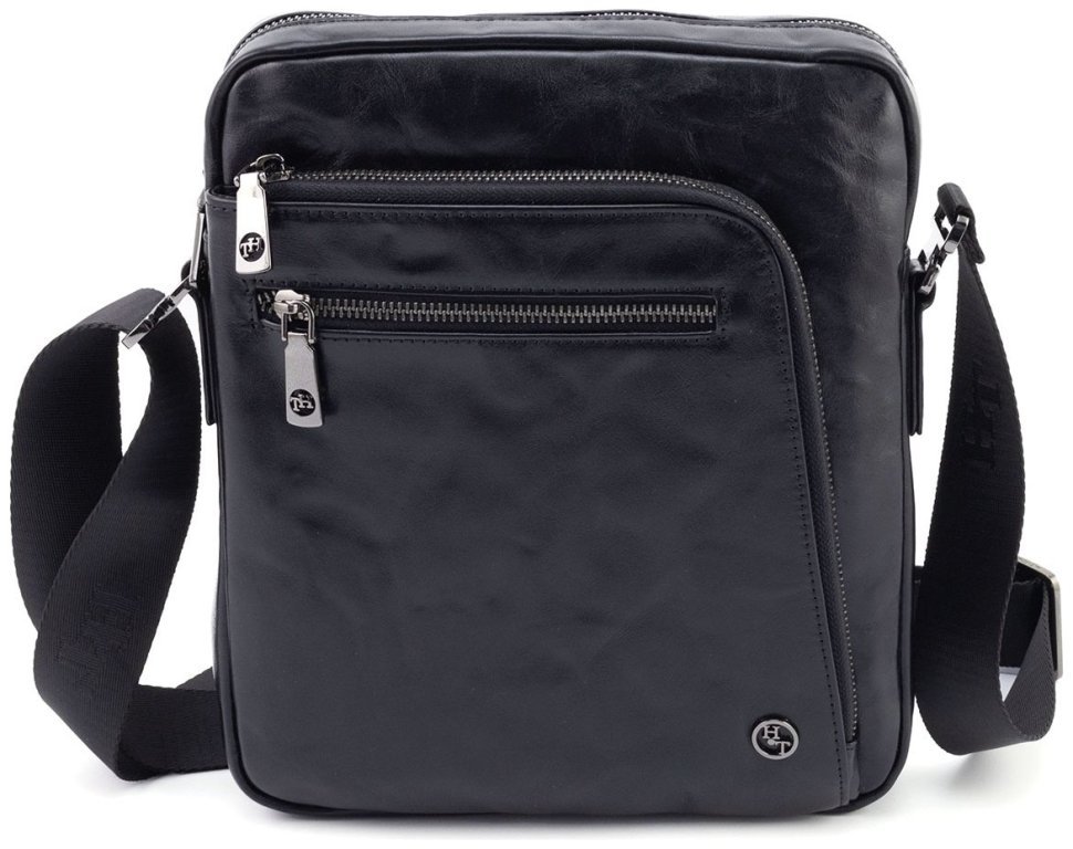 Стильная мужская сумка из натуральной кожи жатка H.T Premium Leather 108579 modnotak фото №4