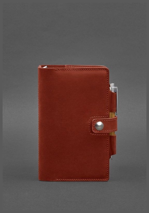 Женский кожаный блокнот (Софт-бук) кораллового цвета на кнопке BlankNote 78579 modnotak фото №2