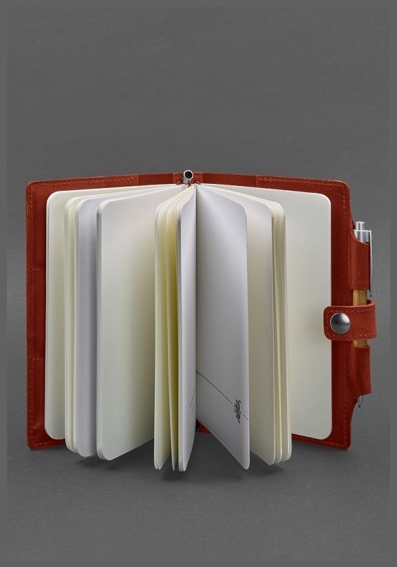 Женский кожаный блокнот (Софт-бук) кораллового цвета на кнопке BlankNote 78579 modnotak фото №3