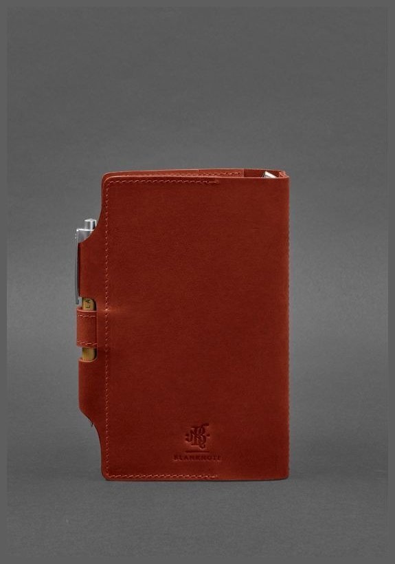 Женский кожаный блокнот (Софт-бук) кораллового цвета на кнопке BlankNote 78579 modnotak фото №5