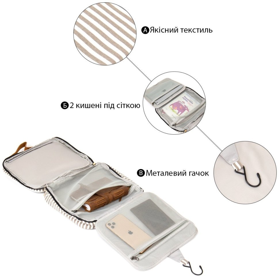 Текстильная сумка органайзер для женщин белого цвета Vintage 2420650 modnotak фото №5