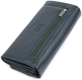 Місткий жіночий гаманець зі шкіри зеленого кольору Karya 2422852