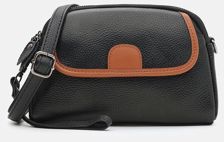 Компактная женская сумка кросс боди из фактурной кожи через плечо Borsa Leather 108879 modnotak фото №2