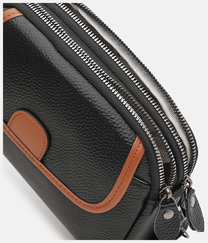 Компактная женская сумка кросс боди из фактурной кожи через плечо Borsa Leather 108879 modnotak фото №5