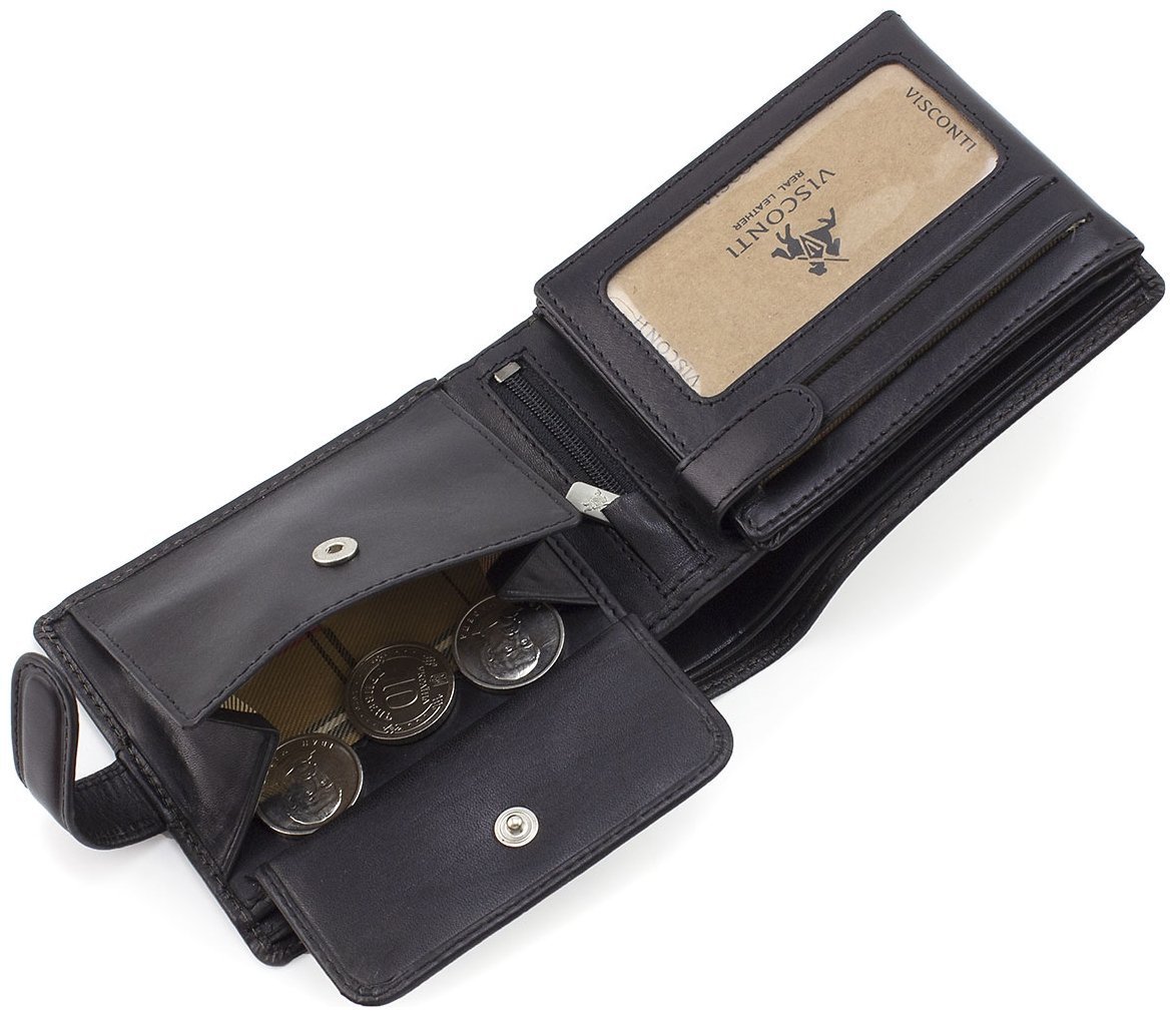 Классическое мужское портмоне из высококачественной натуральной кожи с блоком для карт и документов Visconti Rome 68879