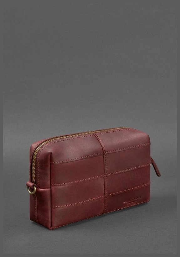 Женская косметичка из натуральной кожи крейзи хорс бордового цвета BlankNote 78879 modnotak фото №4