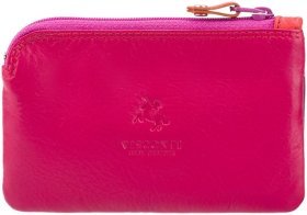 Фиолетово-розовая женская ключница из натуральной кожи на молнии Visconti Geno 68979