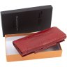 Жіночий довгий гаманець червоного кольору з натуральної шкіри високої якості з тисненням Tony Bellucci (10881) - 8