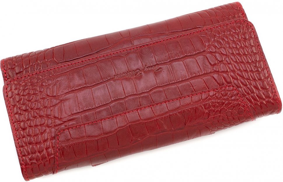 Женский длинный кошелек красного цвета из натуральной кожи высокого качества с тиснением Tony Bellucci (10881)