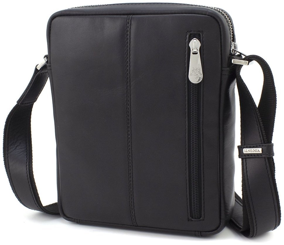 Небольшая мужская сумка-планшет из гладкой кожи черного цвета Visconti Colt 69279
