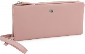 Жіночий шкіряний гаманець-клатч світло-рожевого кольору з відділенням для телефону ST Leather (15406)