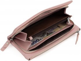 Жіночий шкіряний гаманець-клатч світло-рожевого кольору з відділенням для телефону ST Leather (15406) - 2