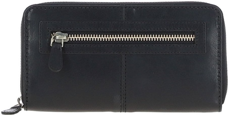 Якісний жіночий гаманець із гладкої шкіри чорного кольору на блискавці з RFID - Ashwood 69679