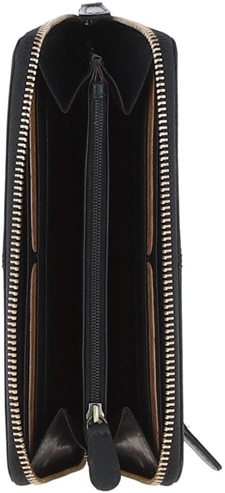 Качественный женский кошелек из гладкой кожи черного цвета на молнии с RFID - Ashwood 69679