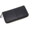 Качественный женский кошелек из гладкой кожи черного цвета на молнии с RFID - Ashwood 69679 - 5