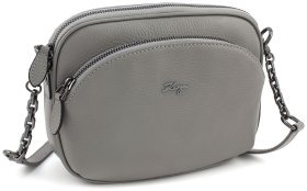 Сіра жіноча сумка-кроссбоді невеликого розміру з натуральної шкіри KARYA 69779
