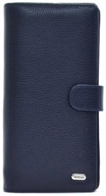 Великий шкіряний чоловічий купюрник синього кольору Desisan 79979