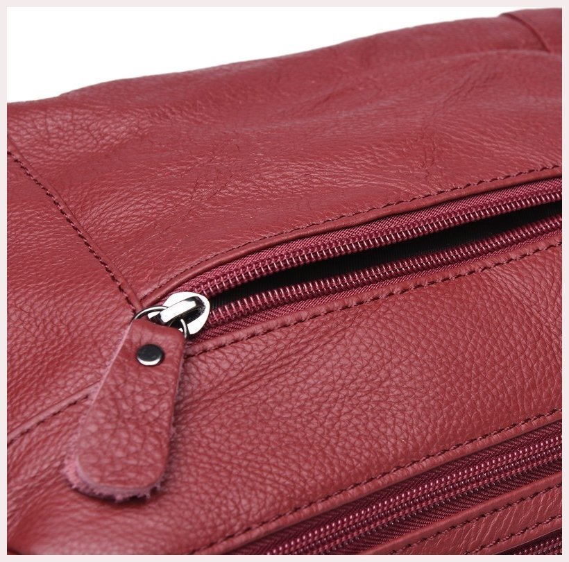 Женская кожаная сумка с двумя отделениями красного цвета Borsa Leather 90680 modnotak фото №5