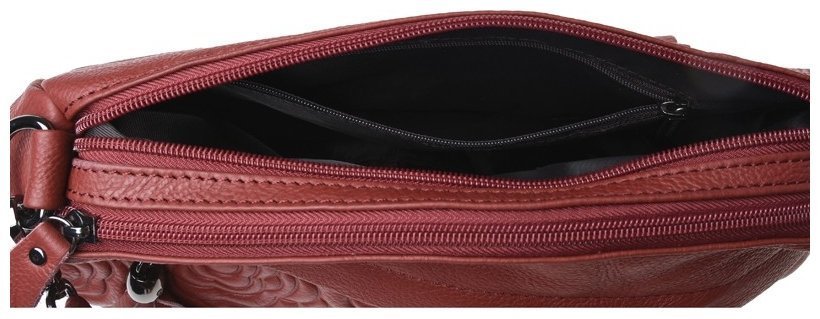 Женская кожаная сумка с двумя отделениями красного цвета Borsa Leather 90680 modnotak фото №6