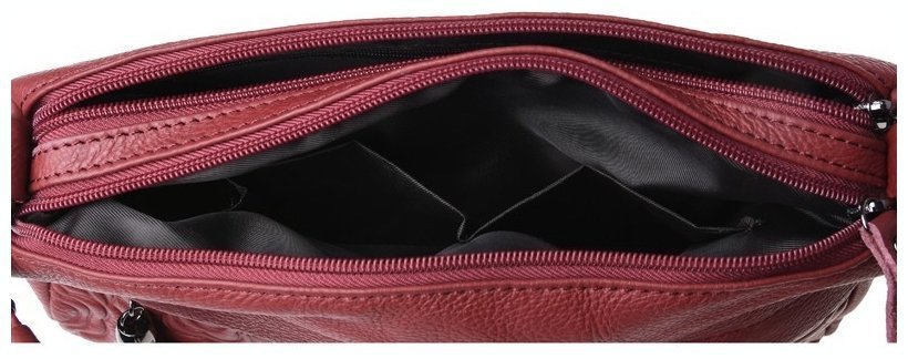 Женская кожаная сумка с двумя отделениями красного цвета Borsa Leather 90680 modnotak фото №7