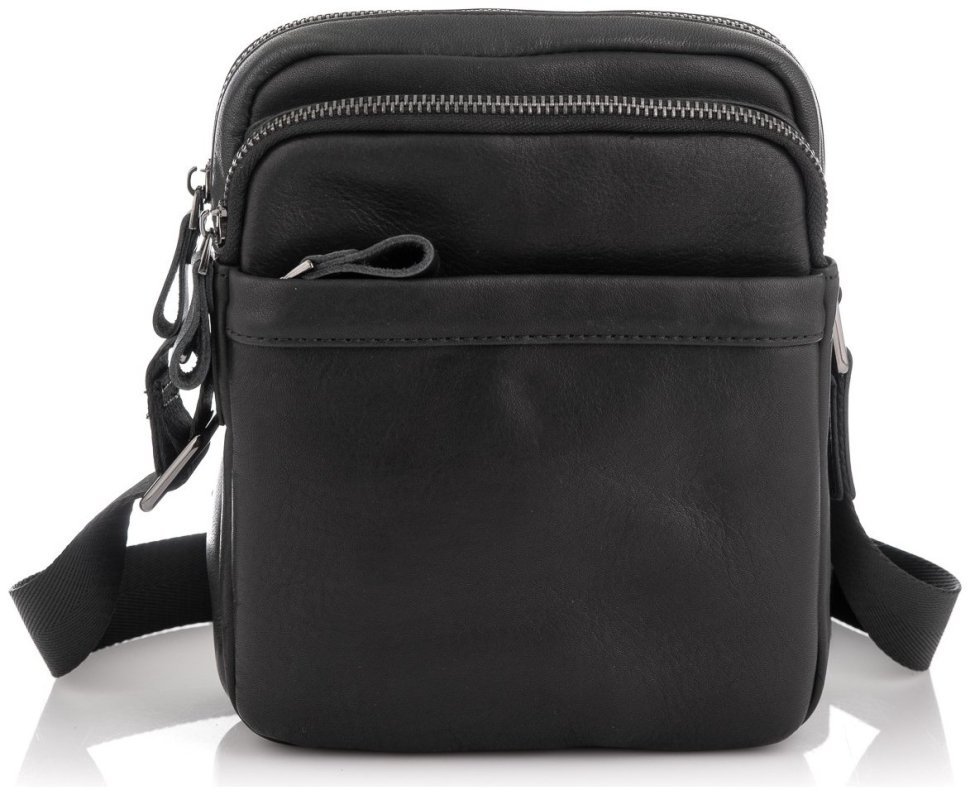 Мужская сумка планшет из натуральной кожи через плечо Tiding Bag 90780 Черная modnotak фото №6