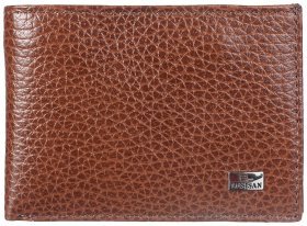 Качественное мужское портмоне из натуральной кожи флотар с зажимом для денег Desisan 80880 рыжего цвета