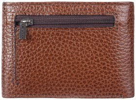 Качественное мужское портмоне из натуральной кожи флотар с зажимом для денег Desisan 80880 рыжего цвета