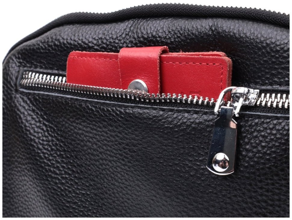 Женская сумка кросс боди из натуральной кожи черного цвета на два отделения Vintage Style 91080 modnotak фото №10