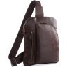 Вертикальна сумка-рюкзак з натуральної шкіри коричневого кольору VINTAGE STYLE (14186) - 1