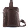 Вертикальная сумка-рюкзак из натуральной кожи коричневого цвета VINTAGE STYLE (14186) - 3
