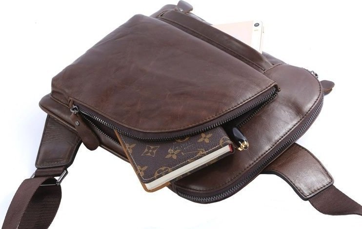 Вертикальная сумка-рюкзак из натуральной кожи коричневого цвета VINTAGE STYLE (14186)