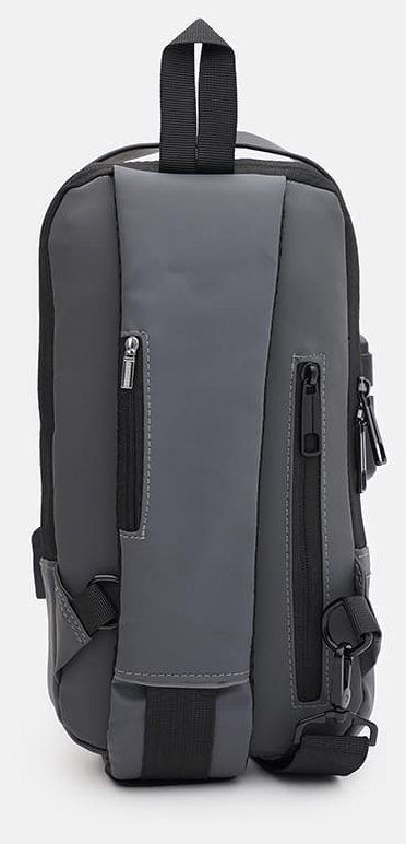 Мужская текстильная сумка-слинг серого цвета с кодовым замком Monsen 71580