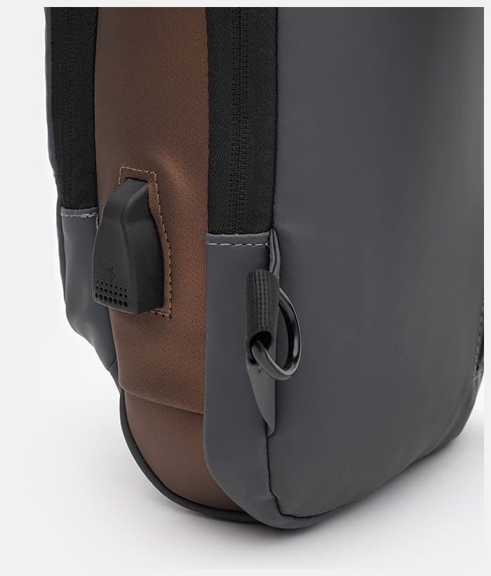 Мужская текстильная сумка-слинг серого цвета с кодовым замком Monsen 71580