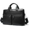 Добротная мужская сумка из фактурной кожи черного цвета VINTAGE STYLE (14579) - 2