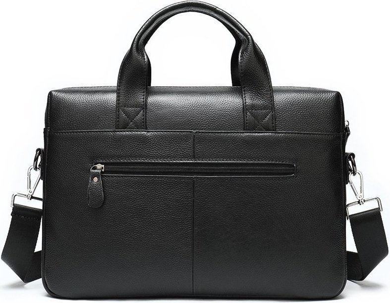 Добротная мужская сумка из фактурной кожи черного цвета VINTAGE STYLE (14579)