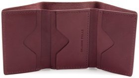 Женский миниатюрный марсалового цвета кошелек из натуральной кожи на магните Grande Pelle (13151)