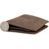 Коричневе тонке чоловіче портмоне з натуральної шкіри без монетниці Vintage (14429) - 4