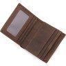 Коричневое тонкое мужское портмоне из натуральной кожи без монетницы Vintage (14429) - 5
