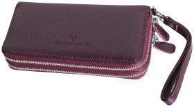 Женский клатч из кожи флотар на две молнии Vip Collection 102480 (бордовый)