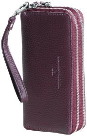 Женский клатч из кожи флотар на две молнии Vip Collection 102480 (бордовый)