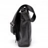 Вертикальная мужская сумка-мессенджер из черной кожи с фиксацией на клапан TARWA (19813) - 5