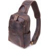 Добротная мужская сумка-слинг из винтажной кожи коричневого цвета Vintage (2421285) - 1