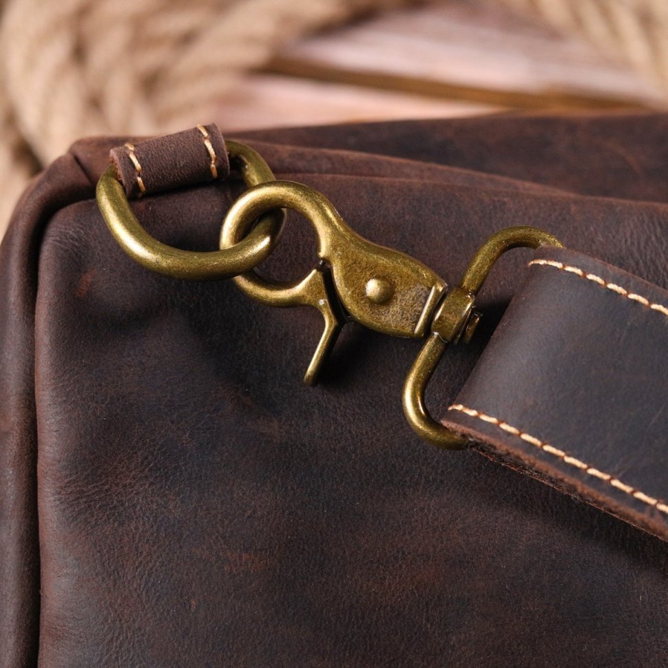 Добротна чоловіча сумка-слінг із вінтажної шкіри коричневого кольору Vintage (2421285)