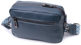 Женская кожаная сумка с ромбовидной строчкой Vintage 22636 Синяя