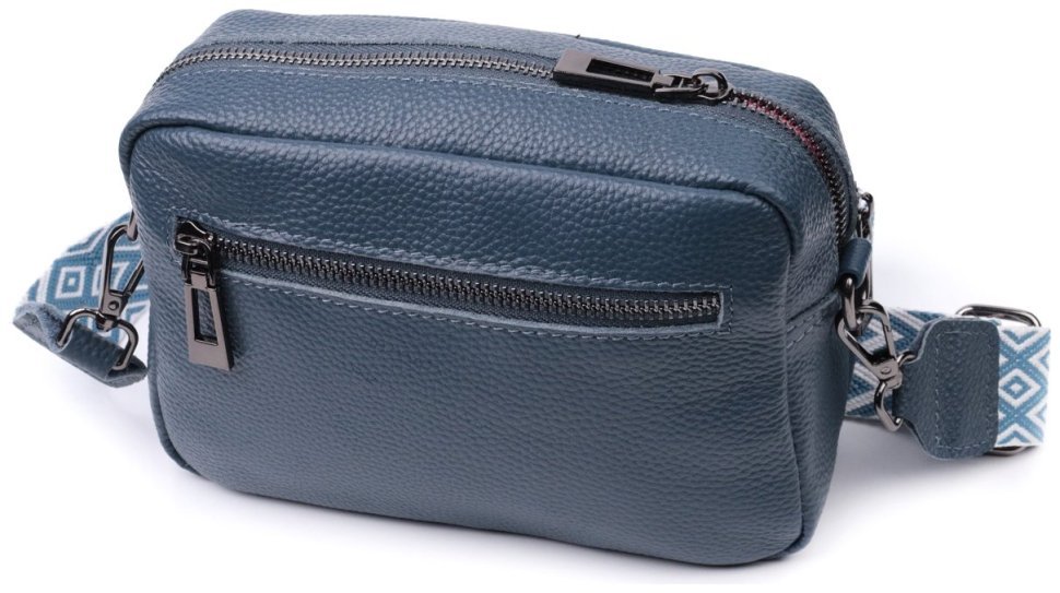 Женская кожаная сумка с ромбовидной строчкой Vintage 22636 Синяя фото №2 Женская кожаная сумка с ромбовидной строчкой Vintage 22636 Синяя modnotak фото №2