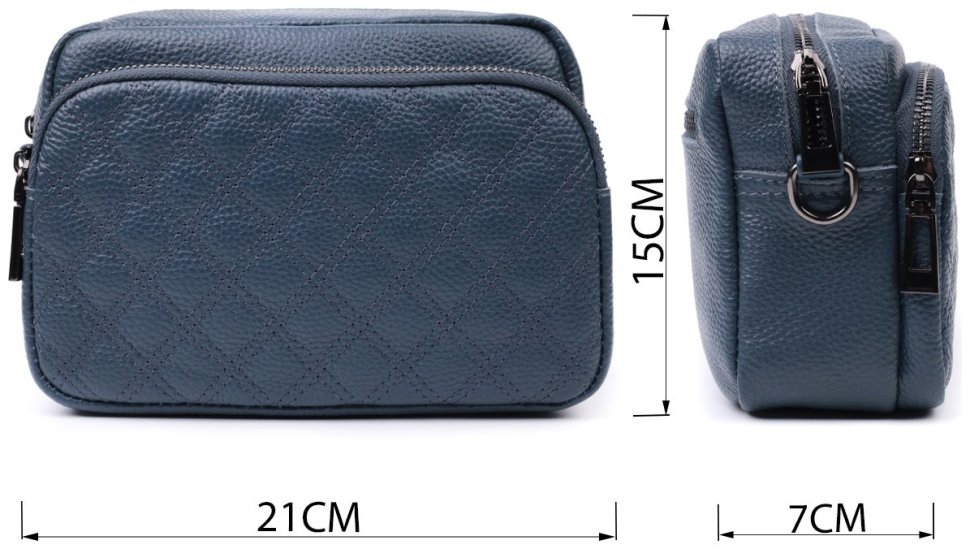 Женская кожаная сумка с ромбовидной строчкой Vintage 22636 Синяя фото №3 Женская кожаная сумка с ромбовидной строчкой Vintage 22636 Синяя modnotak фото №3